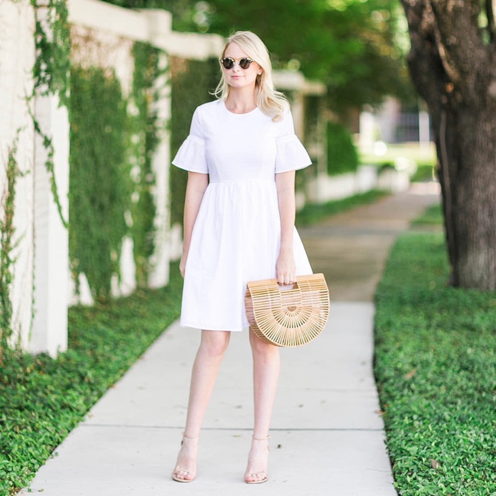 Rachel Parcell White Flutter Sleeve Dress